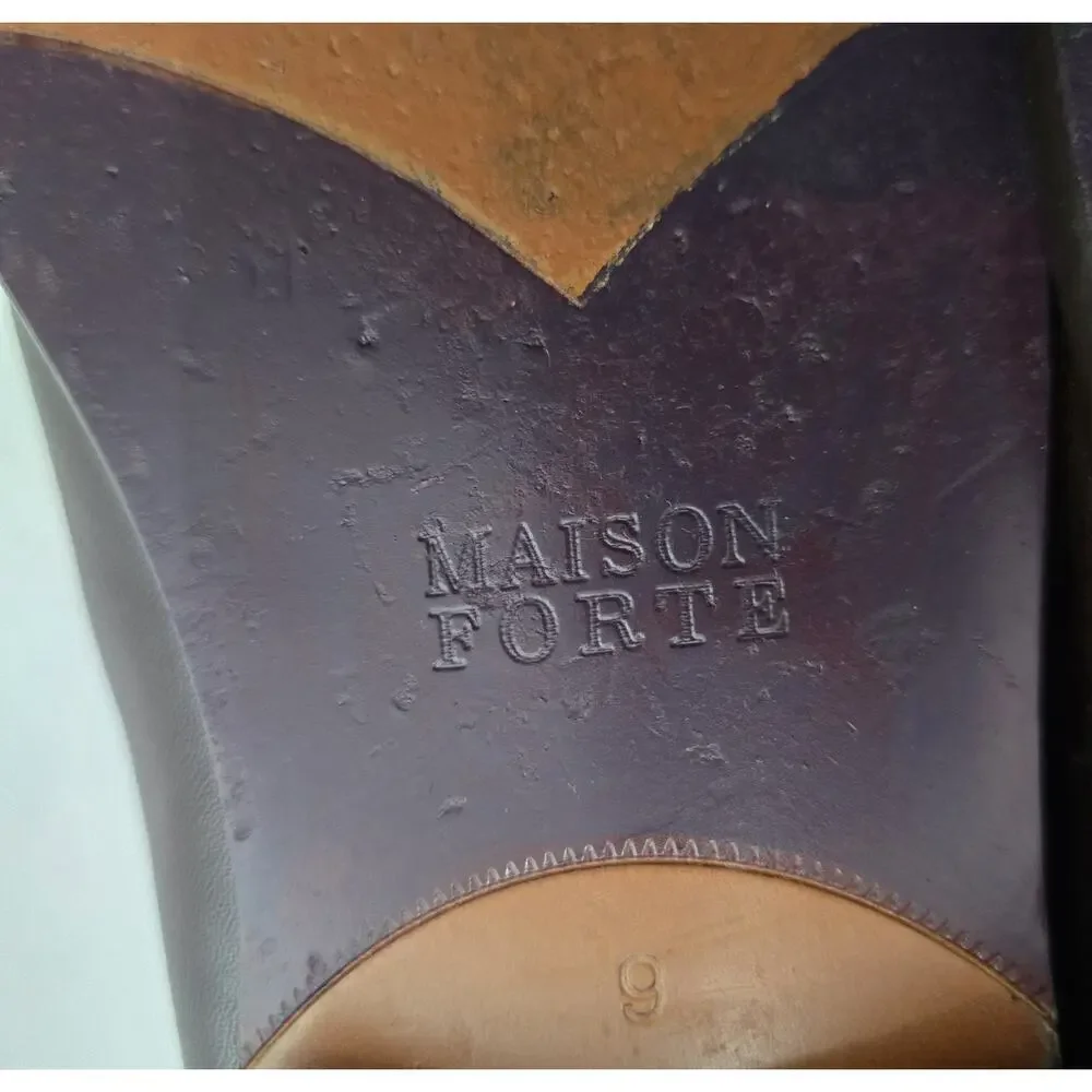 Maison Forte Chestnut Leather Chukka Style Boots Side Elastic Gore Size 9